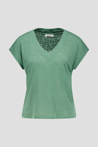 Groen T-shirt met V-hals van Liberty Loving nature voor Dames