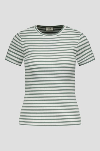 Groen-wit geribbeld T-shirt van JDY voor Dames