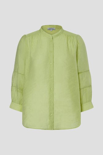 Voorkant van Groene blouse met 3/4 mouwen door More & More voor Dames