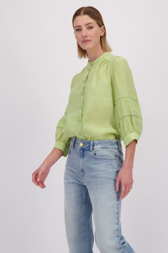 Voorkant van Groene blouse met 3/4 mouwen door More & More voor Dames
