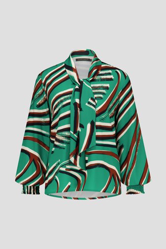 Voorkant van Groene blouse met print door Claude Arielle voor Dames