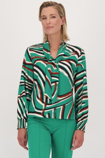 Claude Arielle Groene blouse met print