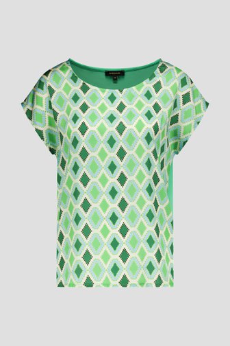 Groene blouse met ruitjesmotief van More & More voor Dames