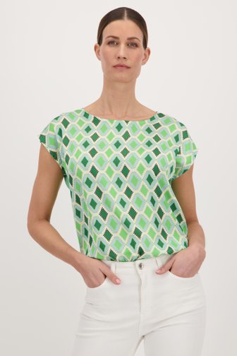 Groene blouse met ruitjesmotief van More & More voor Dames