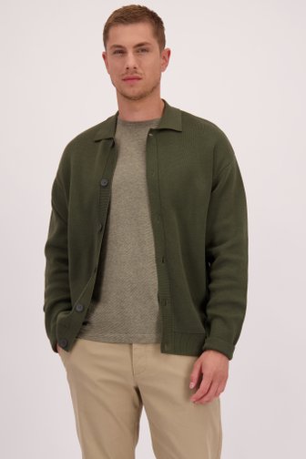 Voorkant van Groene cardigan met polokraag door Casual Five voor Heren