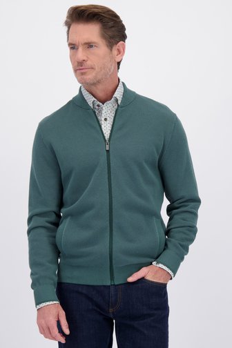 Voorkant van Groene cardigan met ritssluiting door Dansaert Blue voor Heren