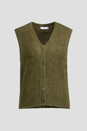 Productfoto 1 van Groene fluffy mouwloze cardigan door Liberty Island voor Dames