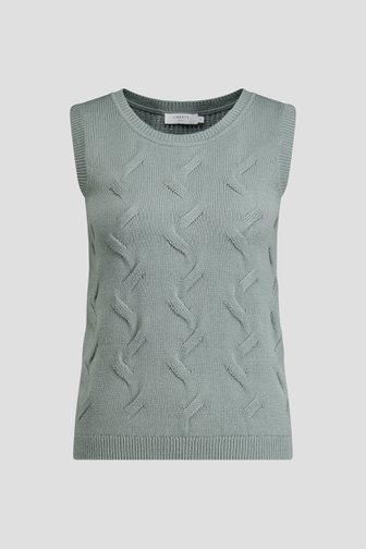 Voorkant van Groene gebreide top met ronde hals door Liberty Island voor Dames