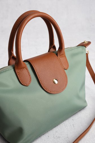 Productfoto 1 van Groene handtas met bruine leather look afwerking door Liberty Island voor Dames