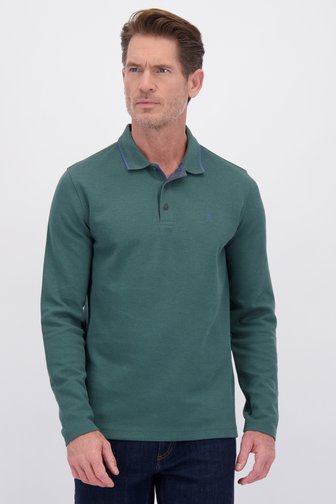 Voorkant van Groene polo met lange mouwen door Dansaert Blue voor Heren