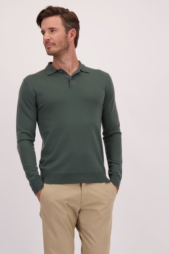 Voorkant van Groene polo met lange mouwen door Upper East voor Heren