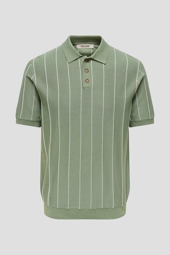Voorkant van Groene polo met wit gestreept motief door Only & Sons voor Heren