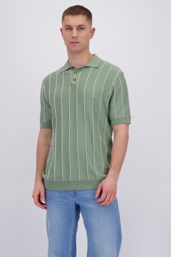 Voorkant van Groene polo met wit gestreept motief door Only & Sons voor Heren