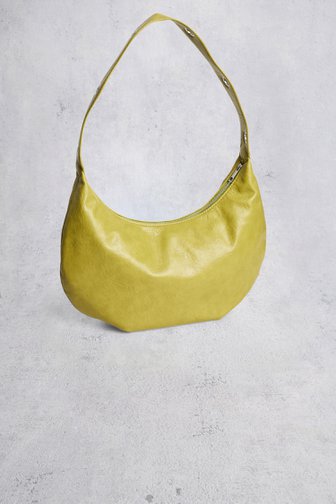 Voorkant van Groene schoudertas met leather look door Pieces voor Dames