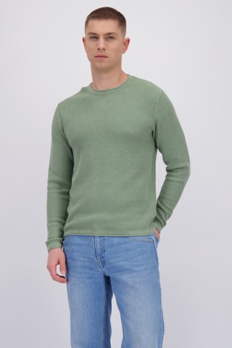 Voorkant van Groene structuurgebreide trui met ronde hals door Only & Sons voor Heren