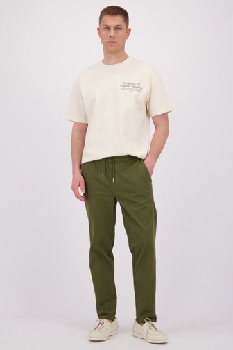 Voorkant van Groene tapered fit broek met elastische taille door Only & Sons voor Heren