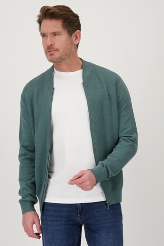 Dansaert Blue Groene tricot cardigan met rits