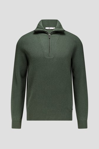 Voorkant van Groene trui met korte rits  door Upper East voor Heren