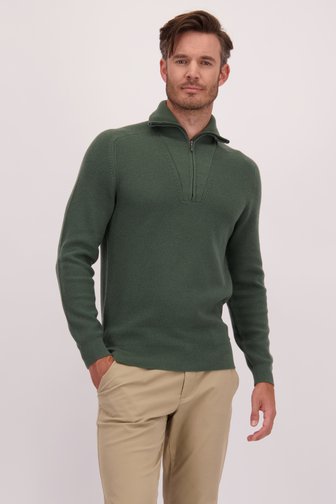 Voorkant van Groene trui met korte rits  door Upper East voor Heren