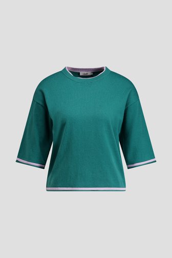 Voorkant van Groene trui met lila accent door Libelle voor Dames