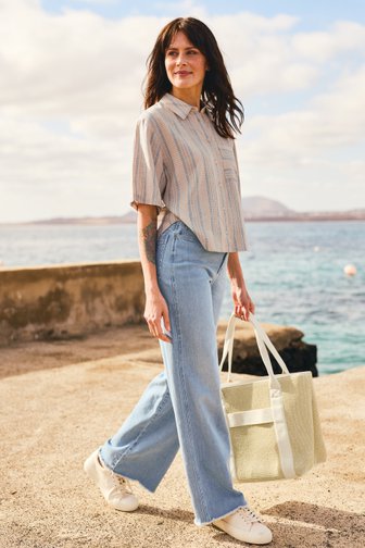 Voorkant van Grote ecru schoudertas in raffia door Liberty Island voor Dames