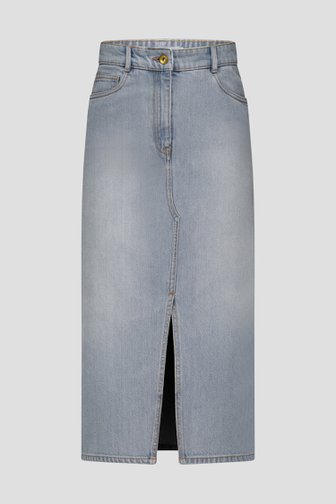 Halflange denim rok - grijsblauw van Liberty Island Denim voor Dames