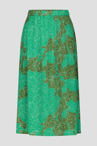 Libelle Halflange groene rok met bladerprint