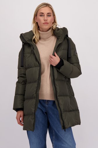 Voorkant van Halflange kaki gewatteerde jas  door Rock and Blue voor Dames