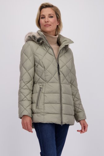 Voorkant van Halflange lichtbruine gewatteerde jas door Barbara Lebek voor Dames