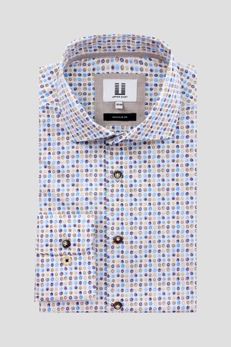 Voorkant van Hem met beige-blauwe print - Regular fit door Upper East voor Heren