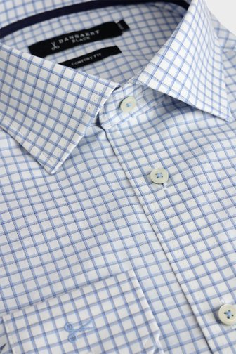 Voorkant van Hemd met blauw geruit motief - Comfort fit door Dansaert Black voor Heren
