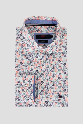Hemd met blauw-roze bloemenprint - regular fit van Dansaert Blue voor Heren