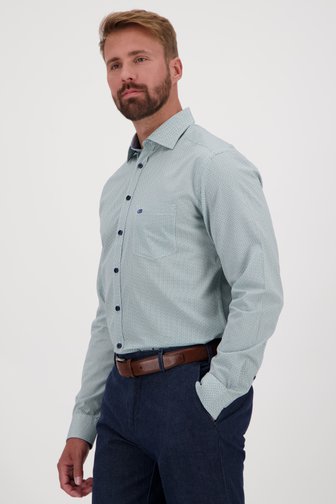 Hemd met fijne groen-paarse print - Regular fit van Dansaert Blue voor Heren