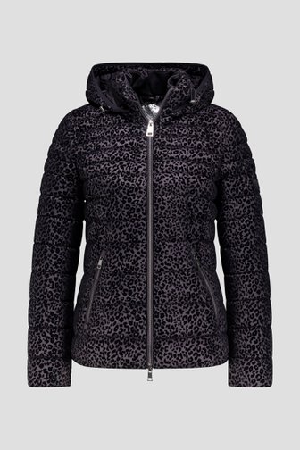 Le devant de Imperméable noir avec capuche amovible de Barbara Lebek pour Femmes