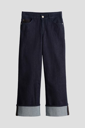 Le devant de Jean bleu à revers - Wide leg fit - Longueur 7/8 de Opus pour Femmes
