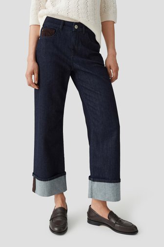 Le devant de Jean bleu à revers - Wide leg fit - Longueur 7/8 de Opus pour Femmes