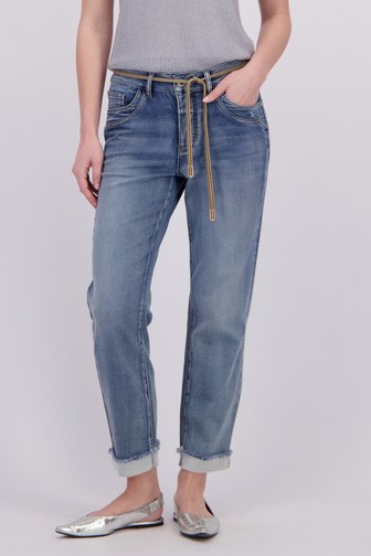 Le devant de Jean bleu avec ruban à nouer de Geisha pour Femmes