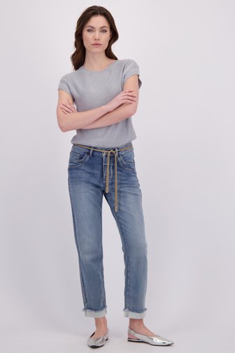 Le devant de Jean bleu avec ruban à nouer de Geisha pour Femmes