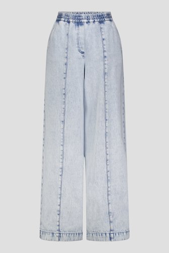 Le devant de Jean bleu clair large à taille élastique de Liberty Island Denim pour Femmes