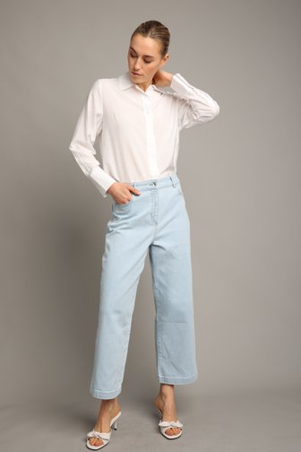 Le devant de Jean bleu clair – Wide leg fit – Longueur 7/8 de Liberty Island Denim pour Femmes