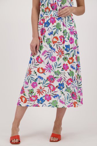 Jupe blanche à imprimé floral coloré de Claude Arielle pour Femmes
