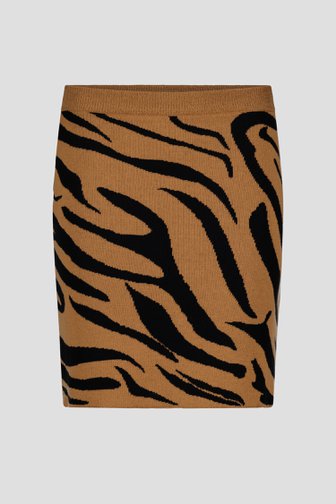 Jupe courte brune à imprimé noir de AC by Annelien Coorevits pour Femmes
