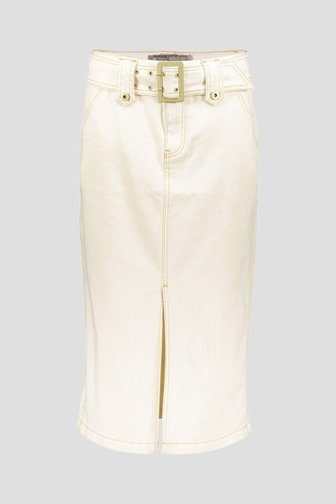 Jupe en jean beige avec fente de Geisha pour Femmes