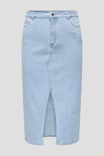 Jupe en jean bleu clair avec fente, female, Marque: Only Carmakoma