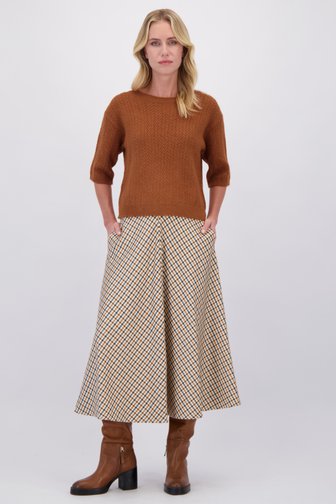 Le devant de Jupe large brune à motif à carreaux de More & More pour Femmes