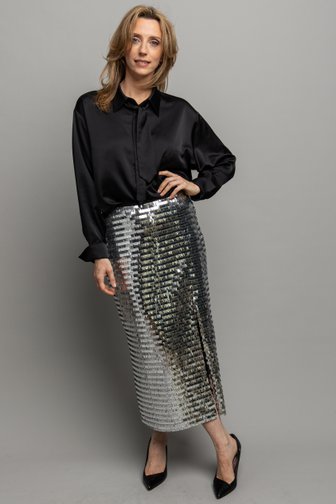 Le devant de Jupe longue argentée à paillettes de Louise pour Femmes