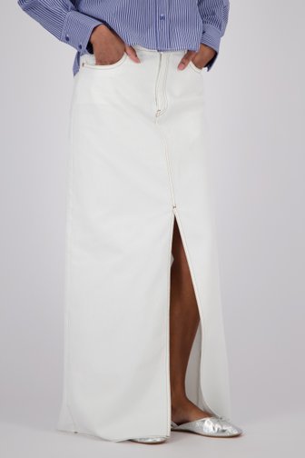 Jupe longue en jean blanc avec fente de Louise pour Femmes