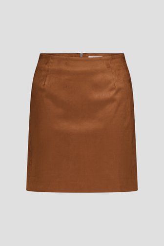 Le devant de Jupe marron effet suédine de Louise pour Femmes