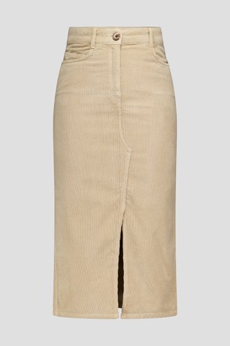 Jupe midi en velours côtelé beige foncé 
