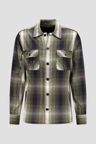 Voorkant van Kaki hemd met geruit patroon  door Ravøtt voor Heren